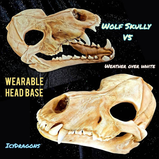 Skully Wolf Detailed Canine Wearable Head 3D Printed Advanced Skull Cosplay Fursuit Werewolf Furry Dog Bone Animal Decoration