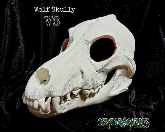 IcyDragons Grey Wolf Skully Detailed Canine Wearable Head 3D Printed Advanced Skull Cosplay & Fursuit Werewolf Animal or Decoration