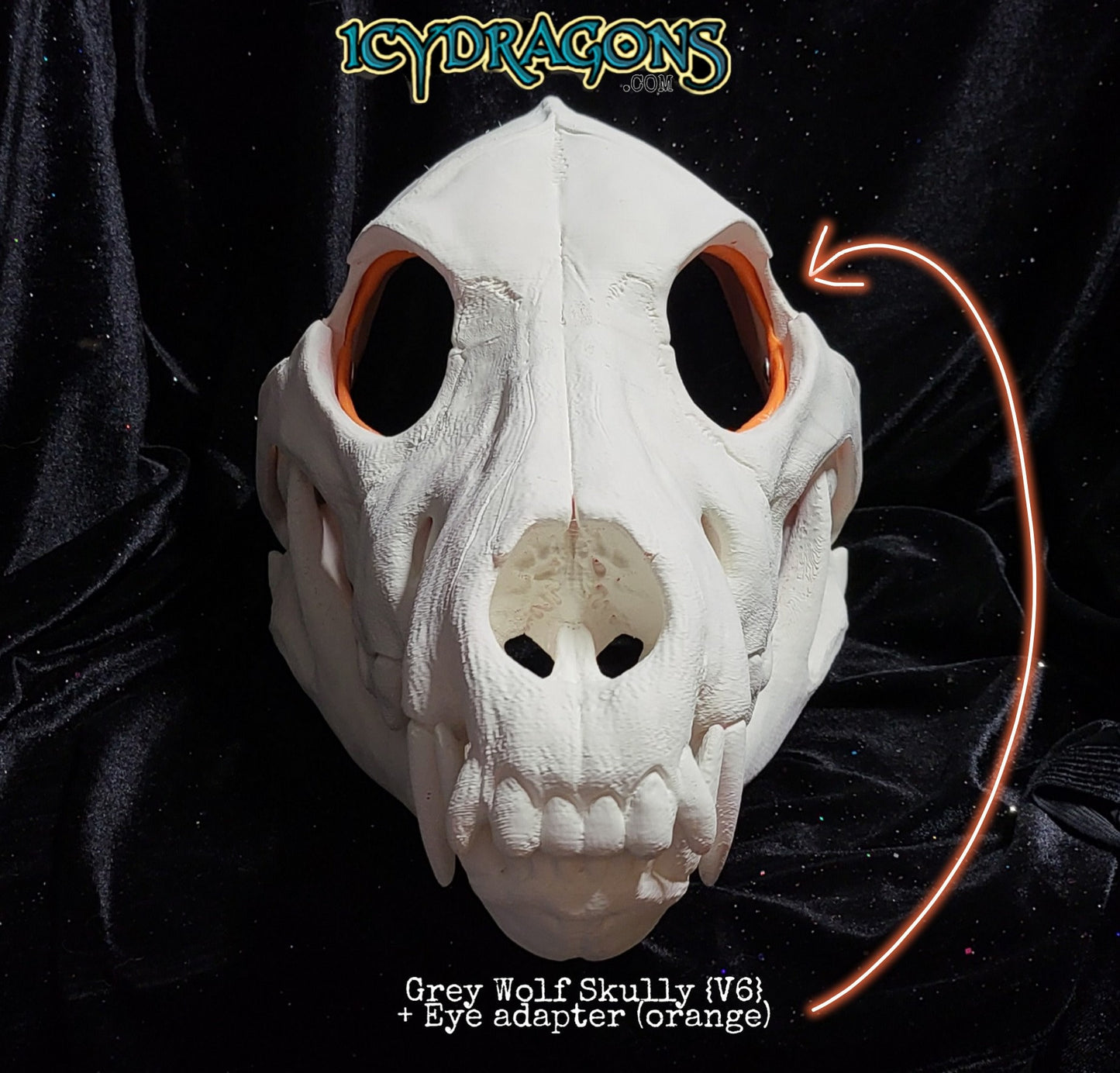 IcyDragons Grey Wolf Skully Detailed Canine Wearable Head 3D Printed Advanced Skull Cosplay & Fursuit Werewolf Animal or Decoration